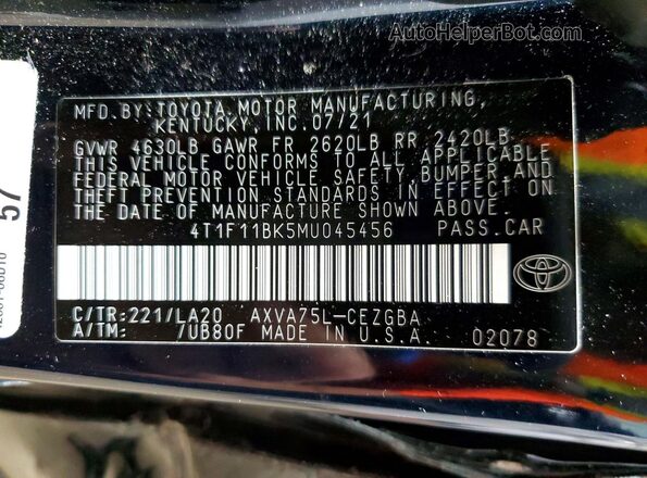 4T1F11BK5MU045456 2021 TOYOTA CAMRY Blue Widok komory silnika