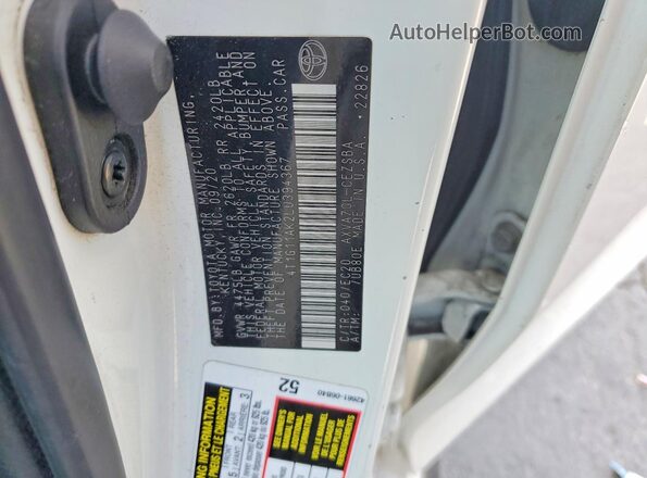 4T1G11AK2LU394367 2020 TOYOTA CAMRY White Вид підкапотного простору
