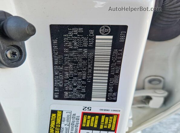 4T1G11AK3MU525906 2021 TOYOTA CAMRY White Widok komory silnika
