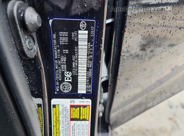 4T1G11AK6LU893303 2020 TOYOTA CAMRY Черный Вид наклейки с VIN-кодом