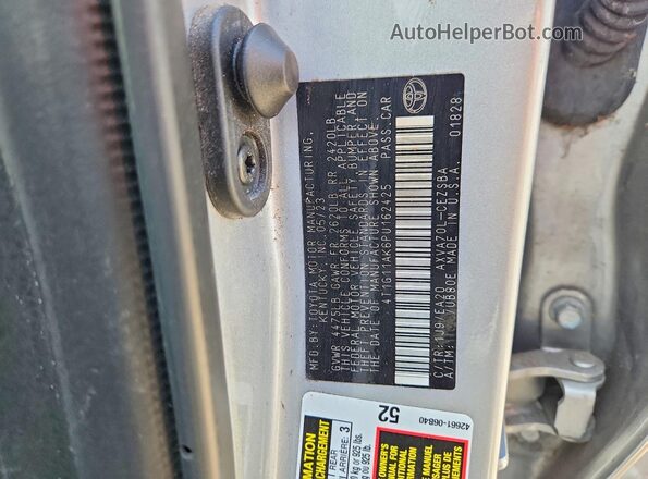 4T1G11AK6PU162425 2023 TOYOTA CAMRY Silver VIN sticker view