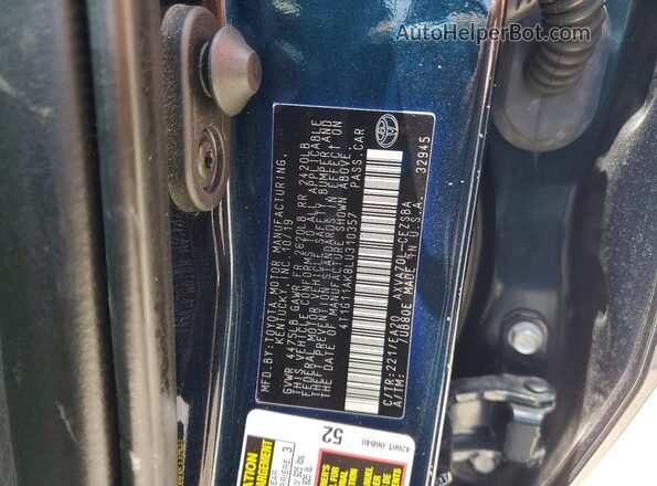 4T1G11AK8LU310357 2020 TOYOTA CAMRY Синий Вид подкапотного пространства