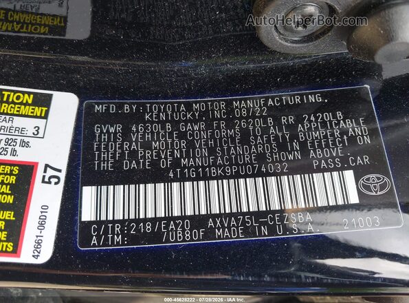 4T1G11BK9PU074032 2023 TOYOTA CAMRY Black ძრავის განყოფილების ხედი