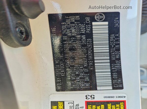 4T1K61AK6MU426539 2021 TOYOTA CAMRY White Vista del compartimento del motor