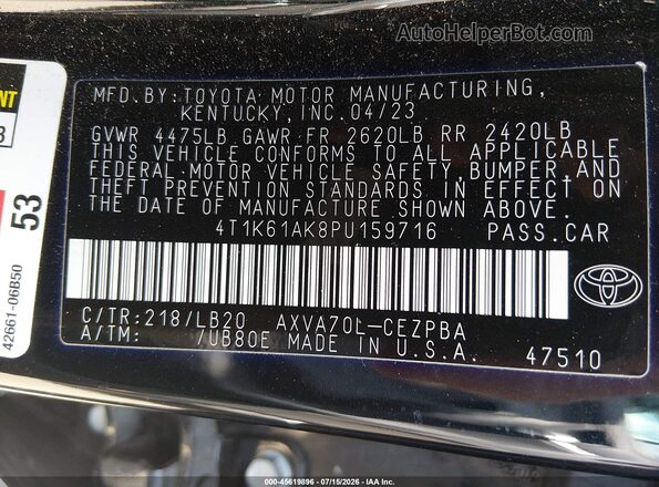 4T1K61AK8PU159716 2023 TOYOTA CAMRY Black Շարժիչի բաժամունքի տեսք