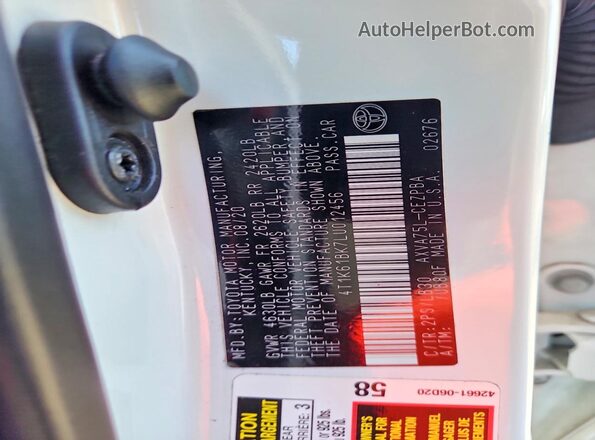 4T1K61BK7LU012456 2020 TOYOTA CAMRY Белый Вид подкапотного пространства