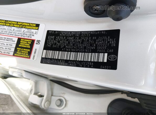 4T1K61BKXPU091823 2023 TOYOTA CAMRY Белый Вид подкапотного пространства