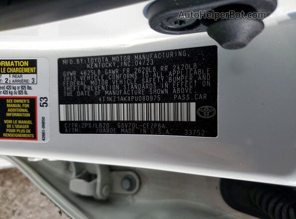 4T1KZ1AKXPU080975 2023 TOYOTA CAMRY White Vista del compartimento del motor