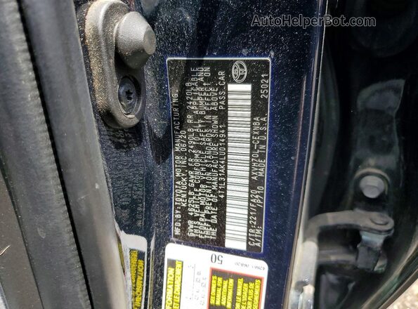 4T1L31AK4LU014941 2020 TOYOTA CAMRY Синий Вид подкапотного пространства