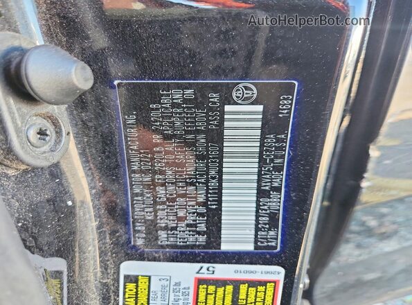 4T1T11BK3MU031607 2021 TOYOTA CAMRY Черный Вид наклейки с VIN-кодом