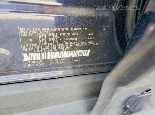 4T3B6RFV5MU059268 2021 TOYOTA RAV4 Blue Widok wnętrza 360 stopni