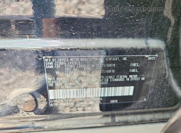 4T3B6RFV5PU127573 2023 TOYOTA RAV4 Black Вид наклейки з VIN-кодом