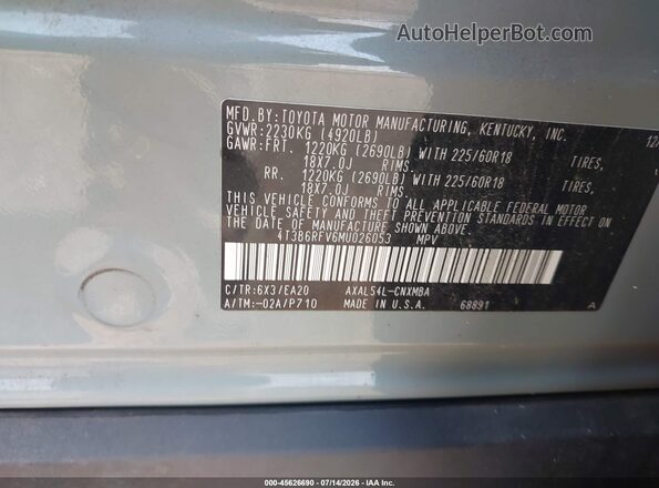 4T3B6RFV6MU026053 2021 TOYOTA RAV4 HYBRID Green ძრავის განყოფილების ხედი