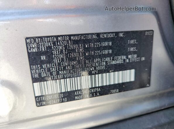 4T3E6RFV0PU107776 2023 TOYOTA RAV4 Silver Vista interior de 360 grados