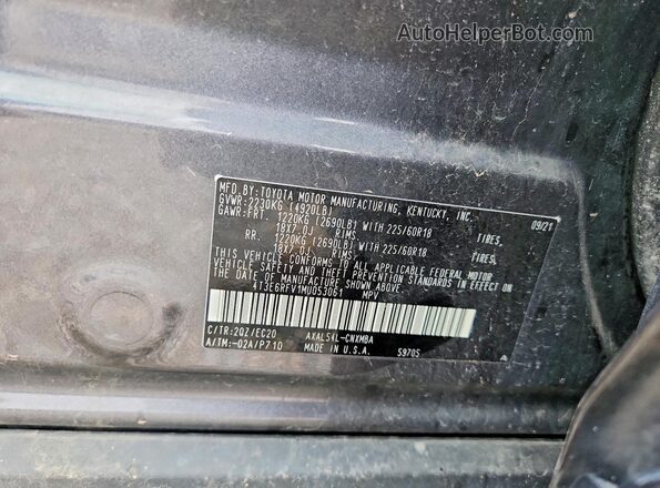 4T3E6RFV1MU053061 2021 TOYOTA RAV4 Gray Вид наклейки з VIN-кодом