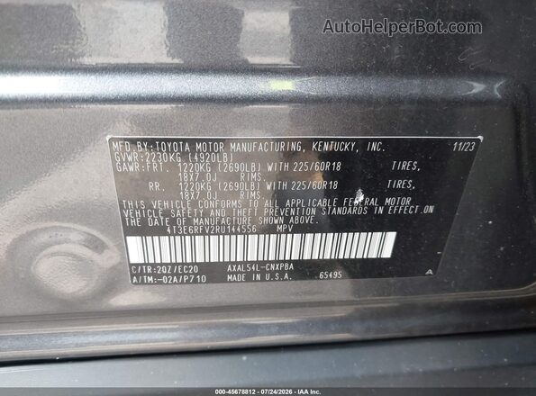 4T3E6RFV2RU144556 2024 TOYOTA RAV4 HYBRID Gray Engine compartment view