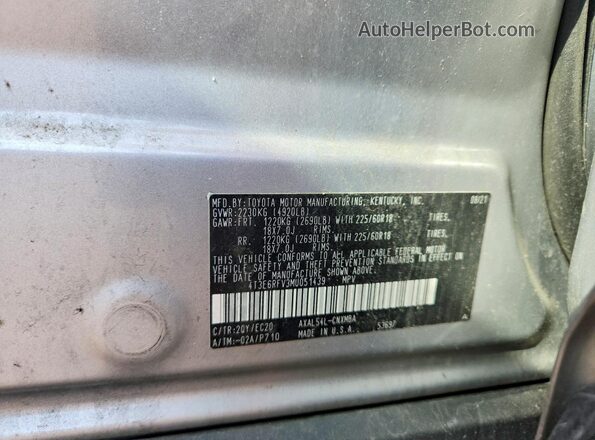 4T3E6RFV3MU051439 2021 TOYOTA RAV4 Серебряный Вид наклейки с VIN-кодом