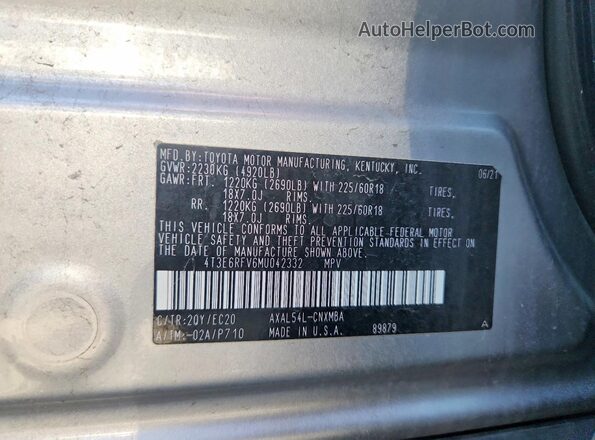 4T3E6RFV6MU042332 2021 TOYOTA RAV4 Silver ძრავის განყოფილების ხედი
