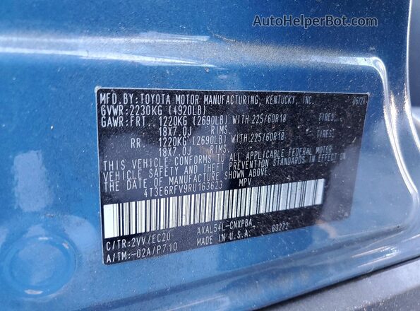 4T3E6RFV9RU163623 2024 TOYOTA RAV4 Синий Вид наклейки с VIN-кодом