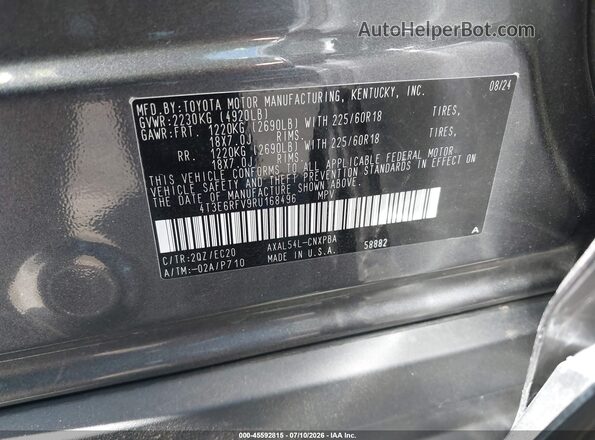 4T3E6RFV9RU168496 2024 TOYOTA RAV4 HYBRID Gray Շարժիչի բաժամունքի տեսք