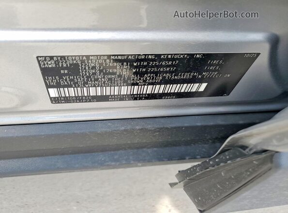 4T3LWRFV2SU206986 2025 TOYOTA RAV4 Gray VIN կոդի պիտակի տեսք