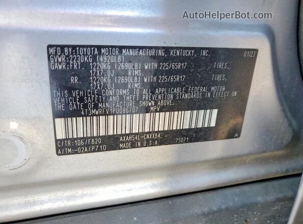 4T3MWRFV1PU086707 2023 TOYOTA RAV4 Silver ძრავის განყოფილების ხედი