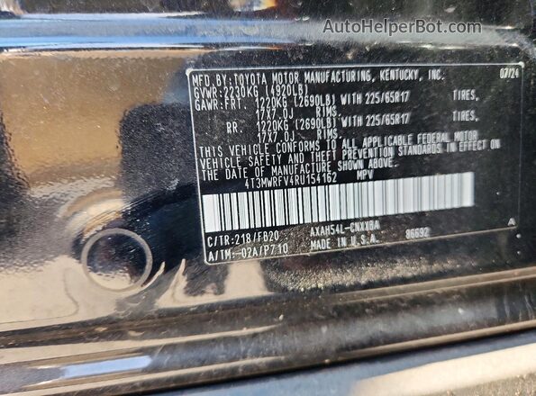 4T3MWRFV4RU154162 2024 TOYOTA RAV4 Black Vista de la etiqueta del VIN