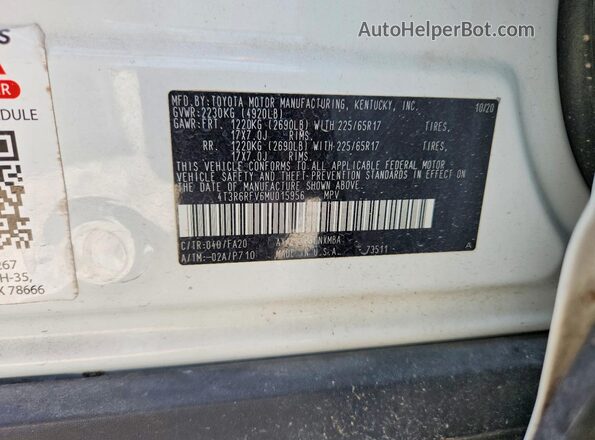 4T3R6RFV6MU015956 2021 TOYOTA RAV4 White Engine compartment view
