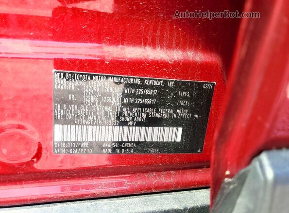 4T3RWRFV1RU133632 2024 TOYOTA RAV4 Burgundy 360 interior view