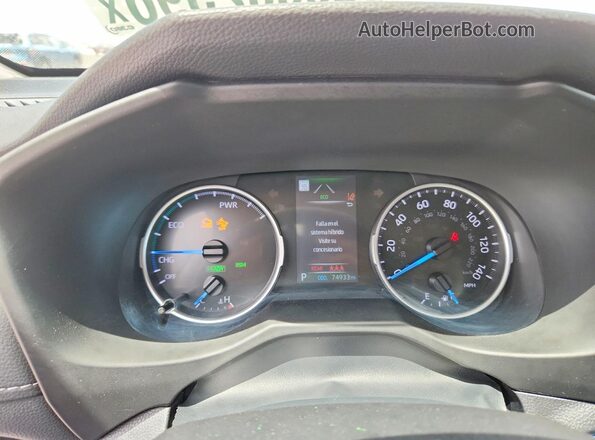 4T3RWRFV2NU055811 2022 TOYOTA RAV4 Gray Вид щитка приладів