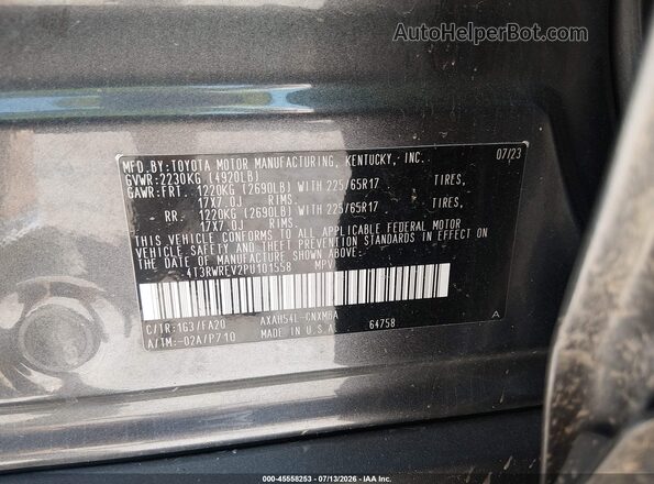 4T3RWRFV2PU101558 2023 TOYOTA RAV4 HYBRID Gray Widok komory silnika