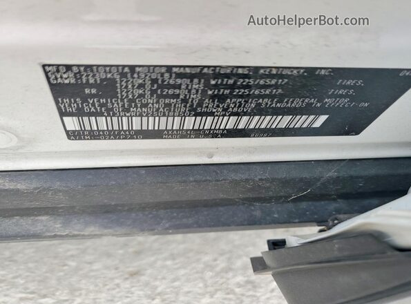 4T3RWRFV2SU188502 2025 TOYOTA RAV4 White VIN sticker view