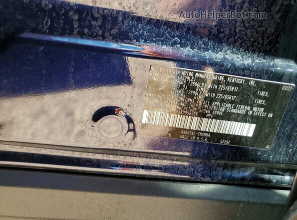 4T3RWRFV3NU058586 2022 TOYOTA RAV4 Blue VIN კოდის სტიკერის ხედი