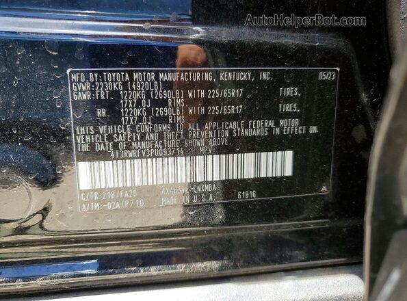 4T3RWRFV3PU093714 2023 TOYOTA RAV4 Black VIN sticker view