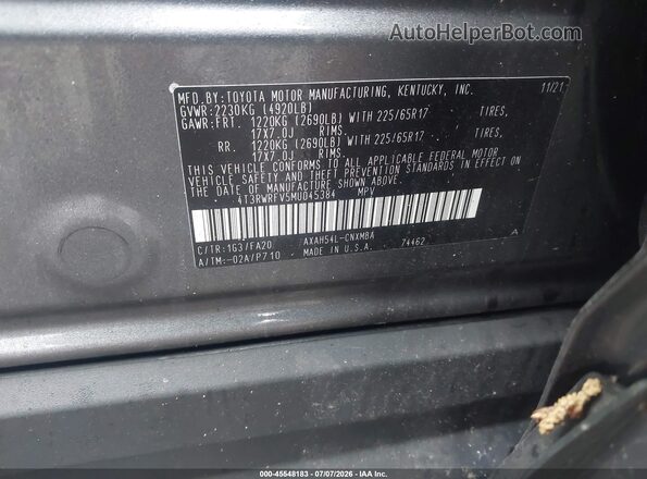 4T3RWRFV5MU045384 2021 TOYOTA RAV4 HYBRID Gray ძრავის განყოფილების ხედი