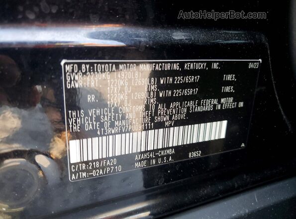 4T3RWRFV7PU091111 2023 TOYOTA RAV4 Black Սալոնի 360 աստիճան տեսք