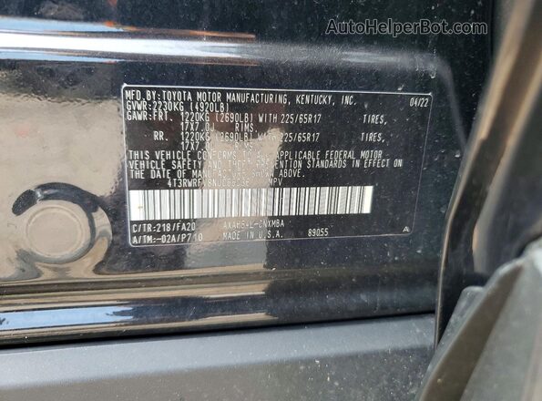 4T3RWRFV8NU066036 2022 TOYOTA RAV4 Black Vista interior de 360 grados