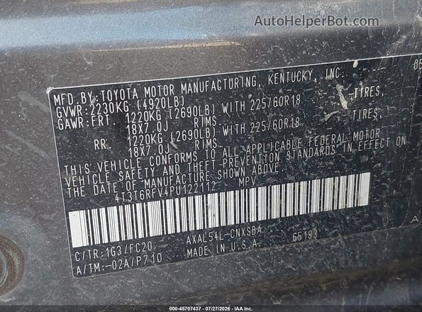 4T3T6RFV4PU122112 2023 TOYOTA RAV4 HYBRID Black ძრავის განყოფილების ხედი