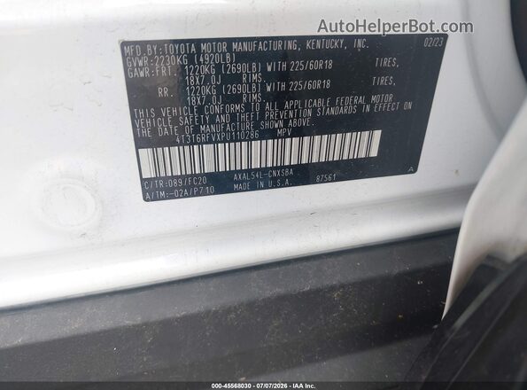 4T3T6RFVXPU110286 2023 TOYOTA RAV4 HYBRID White Vista del compartimento del motor