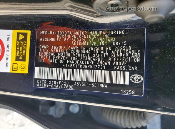 4T4BF1FK0GR517731 2016 TOYOTA CAMRY Black Вид підкапотного простору