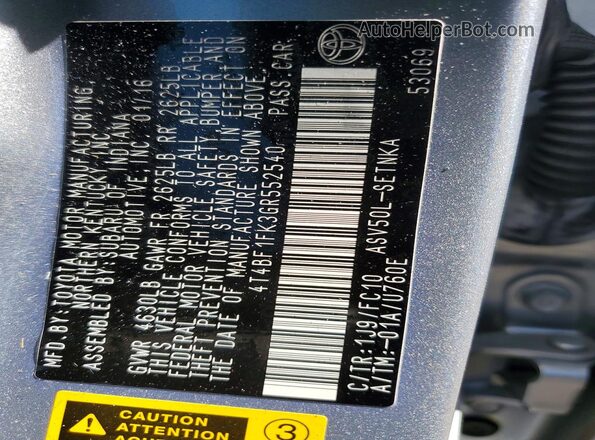 4T4BF1FK3GR552540 2016 TOYOTA CAMRY Silver Շարժիչի բաժամունքի տեսք