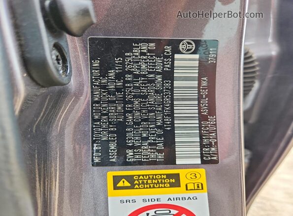 4T4BF1FK4GR537383 2016 TOYOTA CAMRY Gray Widok komory silnika