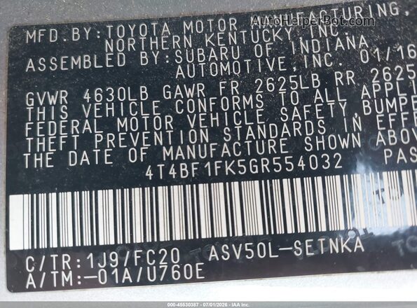 4T4BF1FK5GR554032 2016 TOYOTA CAMRY Silver Widok komory silnika