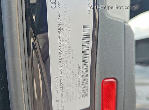 WAUDACF59MA056857 2021 AUDI A5 Black Vista interior trasera