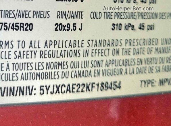 5YJXCAE22KF189454 2019 TESLA MODEL X Red Սալոնի հետևի տեսք