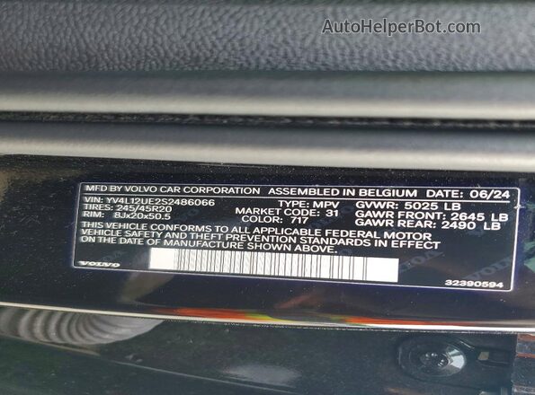 YV4L12UE2S2486066 2025 VOLVO XC40 Black 
