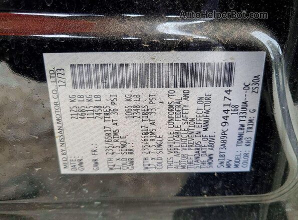 5N1BT3AB9PC944174 2023 NISSAN ROGUE Black 