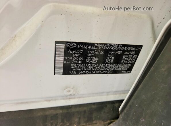 5NMS1DAJ1PH488552 2023 HYUNDAI SANTA White Սալոնի 360 աստիճան տեսք
