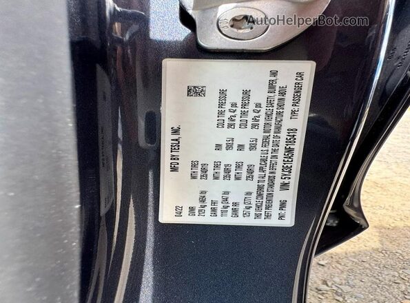 5YJ3E1EA5NF185418 2022 TESLA MODEL 3 Gray Սալոնի հետևի տեսք