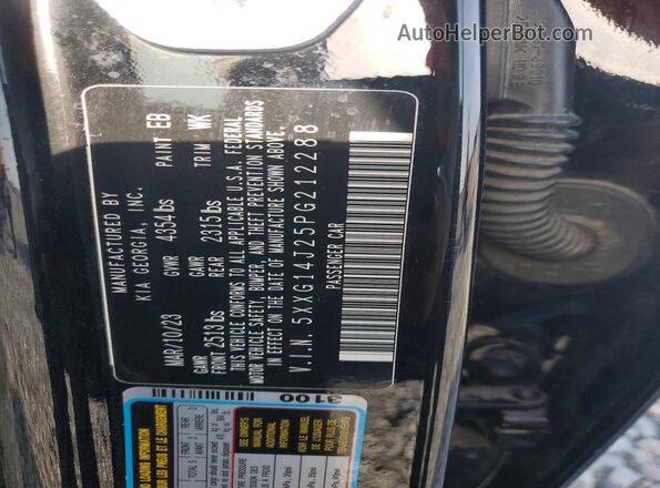 5XXG14J25PG212288 2023 KIA K5 Black VIN sticker view